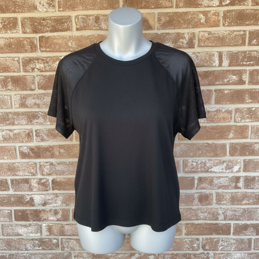Hot Topic Black Mesh Sleeve Athleisure Tee Plus Size 1X